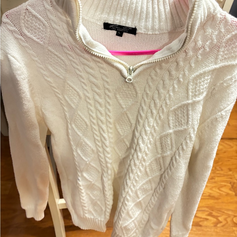 White Cable Knit Sweater